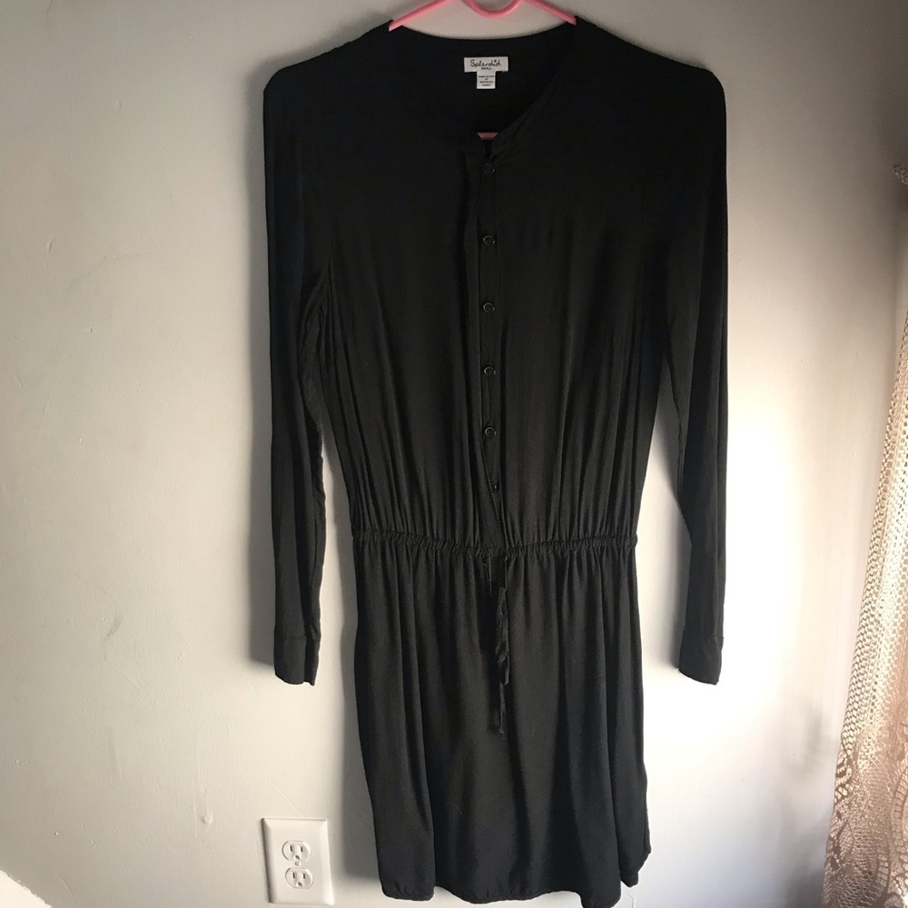 Long Sleeve Black Tie Dress